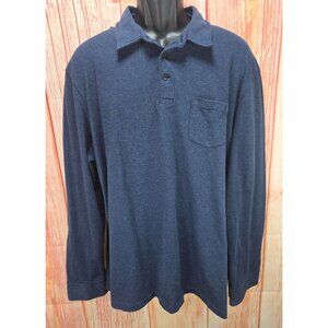 Polo Ralph Lauren Mens Long Sleeve Collared Polo Shirt XXL Pima Cotton Navy Blue